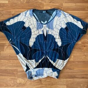 ❤️ French Connection FCUK Butterfly Print Dolman Blouse Top Size XS